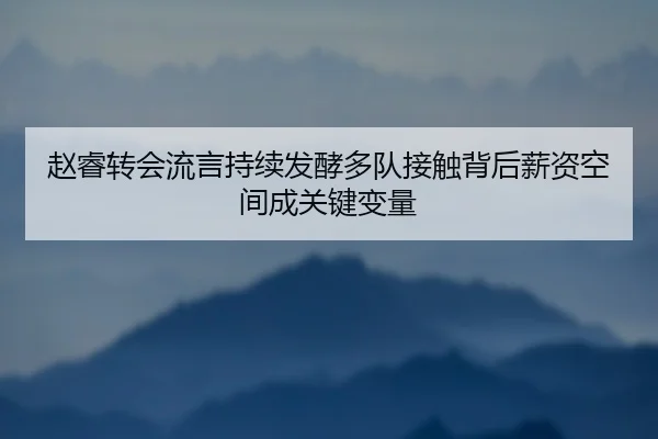 赵睿转会流言持续发酵多队接触背后薪资空间成关键变量（1xbet）